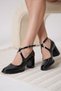 Cali Black Patent Leather Women's Heeled Shoes - 3