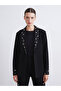 Black Metal Applique Women's Blazer Jacket - 5