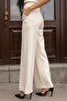 Women's Thick Stretchy Fabric Side Pockets Wide Leg High Waist Relaxed Fit Palazzo Pants -Cream - 4