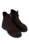 Women's Genuine Leather Brown Nubuck Heeled Boots - 2