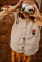 Petit Paris Flower Embroidered Plush Cream Vest - 2