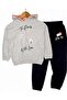 Girl Child 6-7-8-9-10 Years Old Transitional Hooded Paris Printed Bottom Top Tracksuit Set - 2