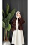 Women's Feathered Gold Buttoned Stylish Coat - 3