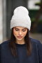 Women's Gray Soft Textured Ribbed Winter Knitted Beanie - 5