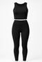 Black Women's Yoga Pilates Set Gold Mandala Patterned Sports Top and Leggings - 2