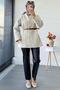 Premium Belted Double-Breasted Collar Felt Coat – Stone - 3