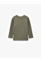 Cotton Textured Basic Khaki Baby Boy Long Sleeve T-Shirt 6Wmb10284Tk - 2