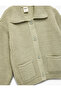 Buttoned Pocket Long Sleeve Polo Neck Knitwear Cardigan - 3