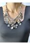 Stone Bead Embroidery Design Necklace 23 cm - 3