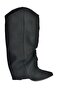 V846846001 Black Nubuck Thick Heeled Bellows Women's Boots - 6