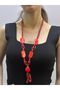Red Bamboo Bead Embroidery Women's Necklace 35 cm - 3