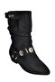 V380519002 Black Suede Flat Sole Comfortable Fit Women's Boots - 8