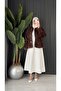 Women's Feathered Gold Buttoned Stylish Coat - 2