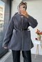 Premium Belted Double-Breasted Collar Felt Coat – Anthracite - 5