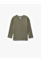 Cotton Textured Basic Khaki Baby Boy Long Sleeve T-Shirt 6Wmb10284Tk
