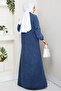 Shirt Collar Pocketed Denim Dress 1640 - Blue - 7