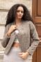 Women's Fur Cashmere Mock Neck Short Coat-Brown - 6