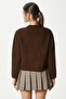 Women's Nina Crew Neck Brown Basic Cardigan - 4