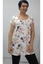 Cream Floral Print Size Fits All Low Sleeve Combed Viscose T-Shirt - 5