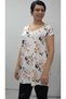 Cream Floral Print Size Fits All Low Sleeve Combed Viscose T-Shirt - 4
