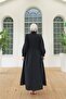 Women's Clothing Tie-Up Detailed Buttoned Long Dress - 7