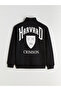 Xside Black Mock Neck Printed Harvard Printed Men's Sweatshirt - 7