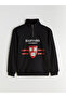 Xside Black Mock Neck Printed Harvard Printed Men's Sweatshirt - 5