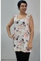 Cream Floral Print Thick Strap Combed Viscose T-Shirt - 7