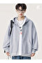 Unisex Kangaroo Pocket Oversize Hooded Zippered Sweatshirt / Cardigan - 4