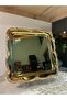6 Pieces Rose Stripe Gold Square Metal Coffee Presentation Tray