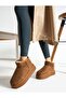 Women's Tan Suede Fur Lined Wool Thick Soled High Heeled Sole Winter Ankle Mini Ugi Boots