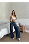 Women's Wide Leg High Waist Tie Detailed Premium Denim Jean