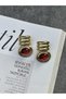 New Season Red Stone Detailed Carla Earrings