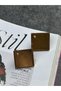 New Season Coffee Gold Detailed Square Earrings - 2