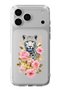 iPhone 18 Pro Compatible Leopard and Pink Rose Pattern Transparent Phone Case