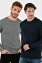 قميص قطني برقبة دائرية قصة ضيقة للرجال SWEAT 5905073S2