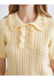 Esvab • Modern & Distinctive Devrik Roba Collar Self-Embroidered Women's Knitwear Sweater - 4