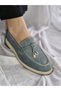 Genuine Leather Blue Suede Women's Stylish and Comfortable Loafer Shoes - 4