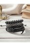 4 Pieces Genuine Leather Bracelet with Sailor Black Anchor Figure Real Leather Bracelet Men's Bracelet