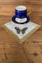 Glittery Butterfly 6-Piece Special Embroidered Linen Coffee Presentation Napkin, Cocktail Napkin, Party Napkin-Gold - 5