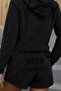 Women's Long Sleeve Hooded Plush Blouse and Short Short Double Set - 2