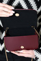 Burgundy Women's Small Box Model Gold Chain Strap Stylish Hand and Shoulder Bag with Handle - 8