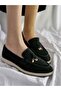 Genuine Leather Black Suede Women's Stylish and Comfortable Loafer Shoes - 3