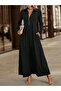 Women's Long Sleeve Collared Front Zipper Long Viscose Two Thread Dress - 2