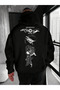 Unisex Oversize Memento Mori Printed Hoodie - Stylish Streetwear Hooded Sweatshirt Black