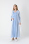 Women's Blue Jacquard Shawl Collar Full Length Winter Long Sleeve Special Design Maternity Pregnant Dressing Gown Nightgown Set - 8