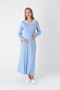 Women's Blue Jacquard Shawl Collar Full Length Winter Long Sleeve Special Design Maternity Pregnant Dressing Gown Nightgown Set - 4