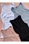 Cotton Ribbed Knit Thick Straps Low-Cut Lined V-Neck White, Black, Blue, Powder Women's Undershirt/T-Shirt