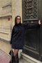 Women's Mock Neck Diamond Pattern Stone Detailed Soft Textured Mini Dress Black - 6