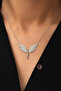 Silver Color Archangel Michael Winged White Stone Zircon Steel Necklace